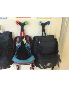 Oz-Y Three-Point Bag & Hat Hook WHITE BODY with MULTICOLOUR BUTTONS 60pcs
